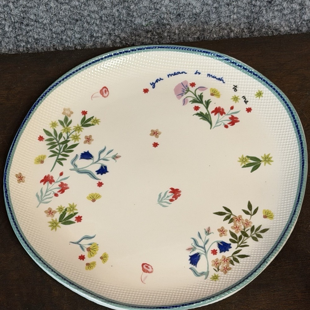 Anthropologie ANNIE STONEWARE FLORAL PRINT TEXTURED Plate Breakfast